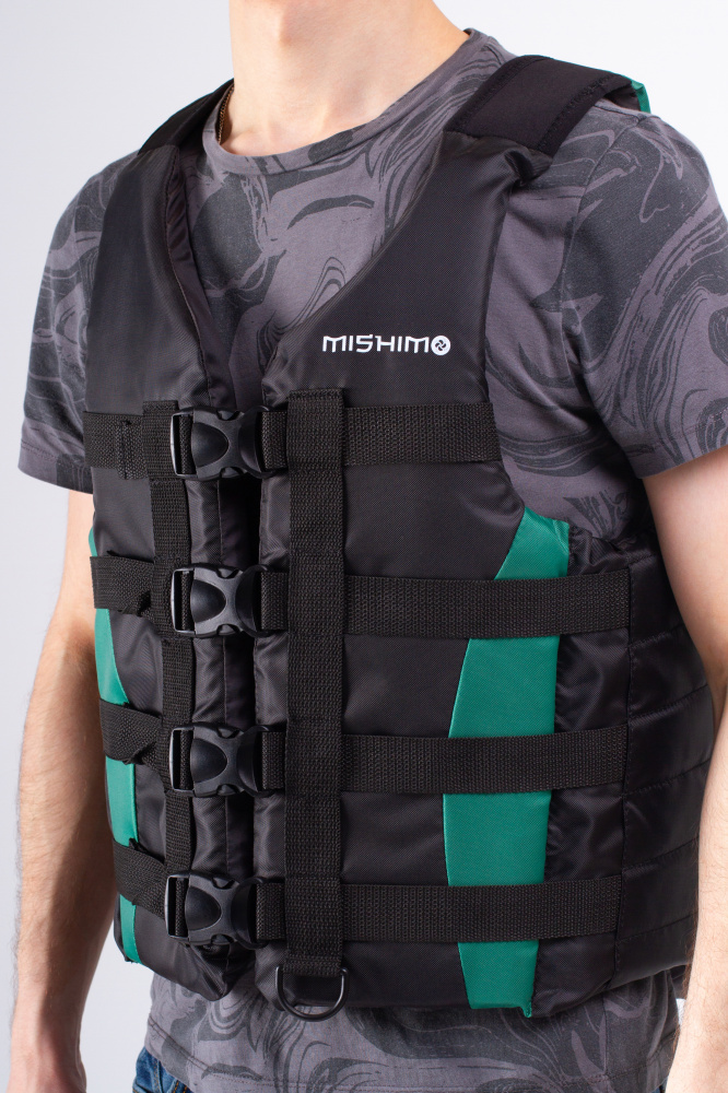 Жилет спасательный MISHIMO PRO Премиум качества Черно-зеленый в Магнитогорске
