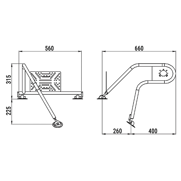 Стойка рулевая с креплением на баллон надувной лодки 25мм в Магнитогорске