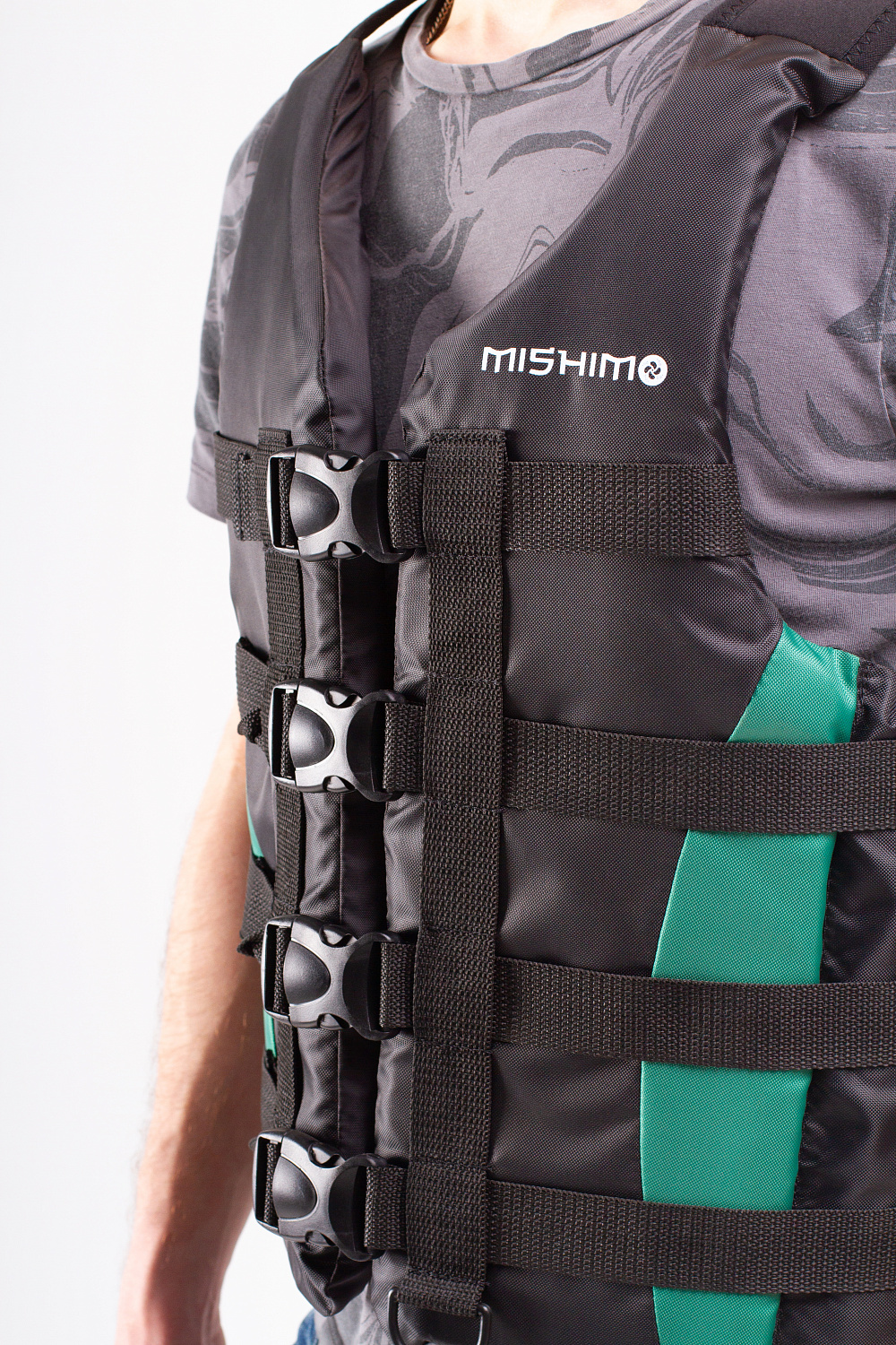 Жилет спасательный MISHIMO PRO Премиум качества Черно-зеленый в Магнитогорске